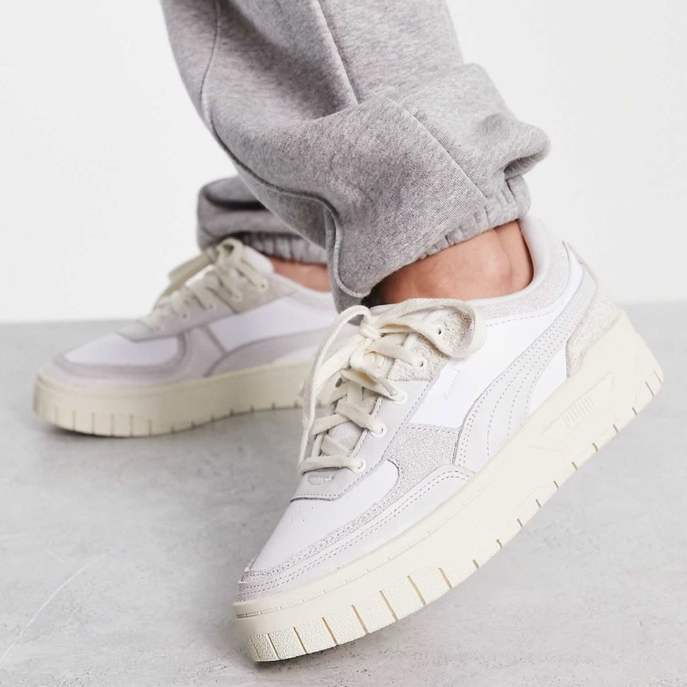 Puma Women's Cream and White Sneakers